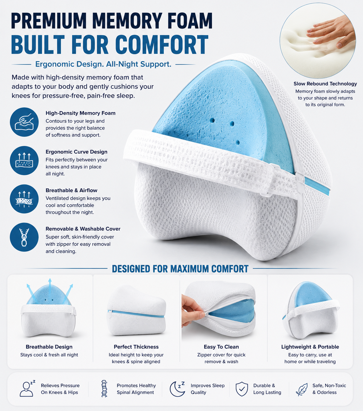 AlignEase™ Knee Pillow
