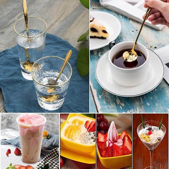 Gold Different Shape Coffee Spoons (Pack of 4)