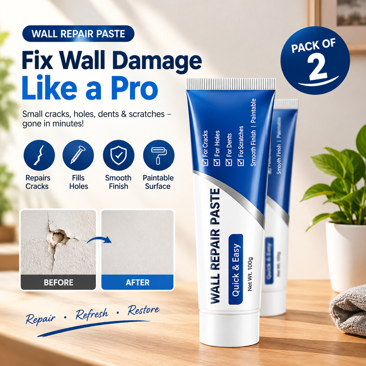 Wall Repair Paste (Pack of 2)
